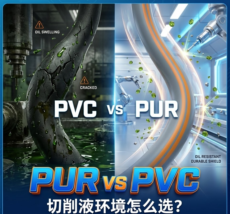 PUR vs PVC：機床切削液環(huán)境下，你的拖鏈電纜選對護套了嗎？
